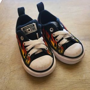 Infant Converse Low Tops with Flames